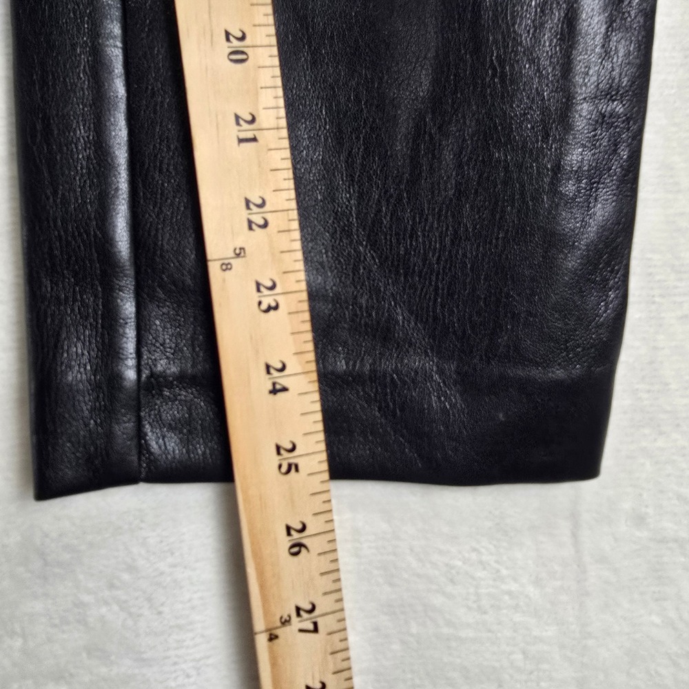 Aritzia Babaton Tie Front Vegan Leather Pants Black High Waisted Straight Leg 4 - Picture 9 of 12
